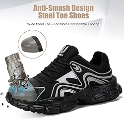 Steel Toe Shoes for Women Men Wide Non Slip