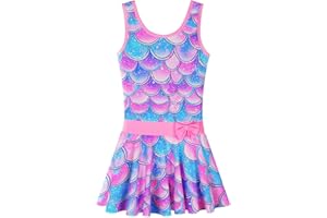 BAOHULU Girls Swimsuit One Piece UPF 50+ Floral Skirted Bathing Suit Modest Beach Swim Dress 3-11 Years
