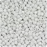 BeadTin White Opaque 4mm Faceted Round Plastic Craft Beads (1350pcs)
