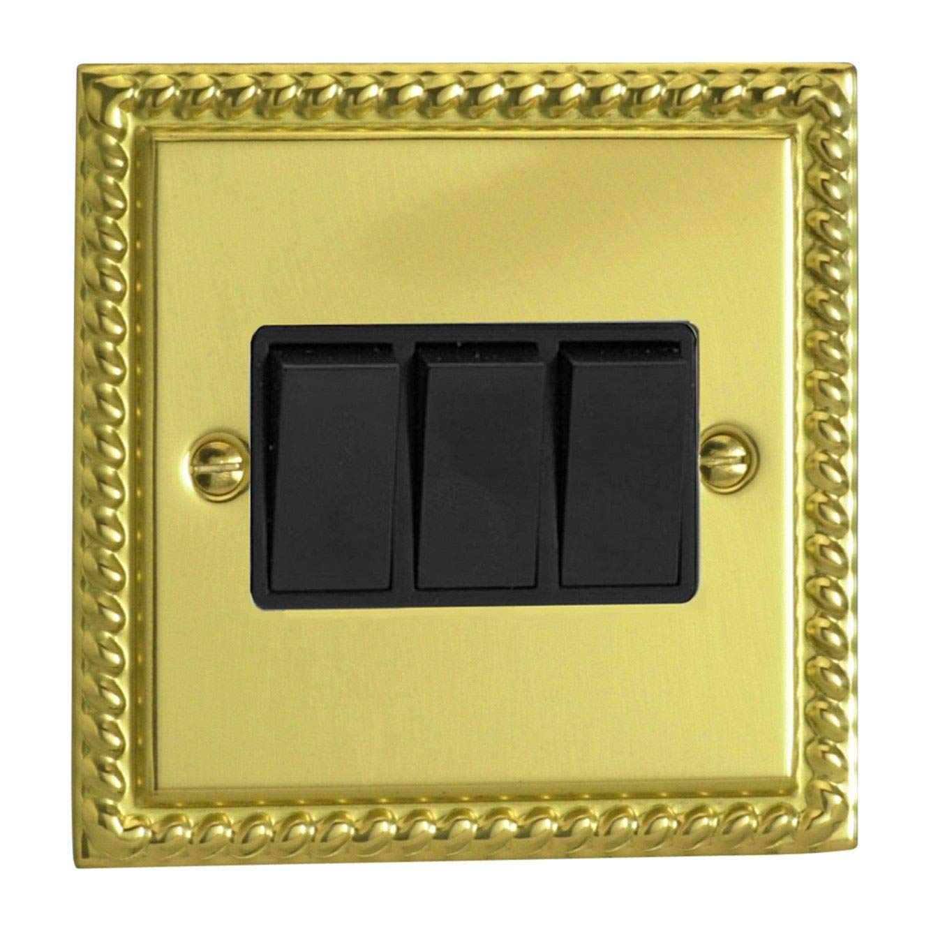 XG3B Varilight Classic Brass 3 Gang Light Switch Black Insert Amazon.co.uk DIY & Tools