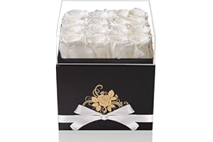 Perfectione Roses Luxury Preserved Roses in a Box, White Real Roses Valentines Day Gifts for Her, Birthday Gifts for Women, for Wife