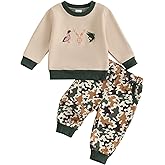 Toddler Baby Boy Fall Winter Clothes Retro Embroidery Duck Hunting Sweatshirt Pullover Camo Pants Outfits