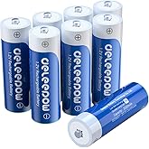 Deleepow Baterías recargables AA Nimh 3300mAh 1.2V tamaño AA recargable de alta capacidad 1200 ciclos, paquete de 8 (solo bat