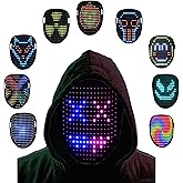 ULIKTO Led Light up Mask with Gesture Sensing Unisex Lighted Up Face Transforming Digital Glowing Halloween Mask Gifts for Festival Costume Christmas Birthday Cosplay Party Rave Dj