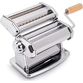 Imperia Pasta Maker Machine- 100% Made in Italy, Heavy Duty Steel Construction, Easy Lock Dial, Wood Grip Handle &amp; Cleaning Brush- Fresh Homemade Italian Spaghetti Fettuccine or Lasagna (Classic Line)