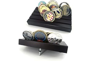 WOERDA 4 Rows Coin Holder,Military Challenge Coin Display Holder Stand, Holds 12-16 Coins