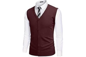 COOFANDY Men's Sweater Vest V Neck Casual Sleeveless Knitted Button Cardigan Vest