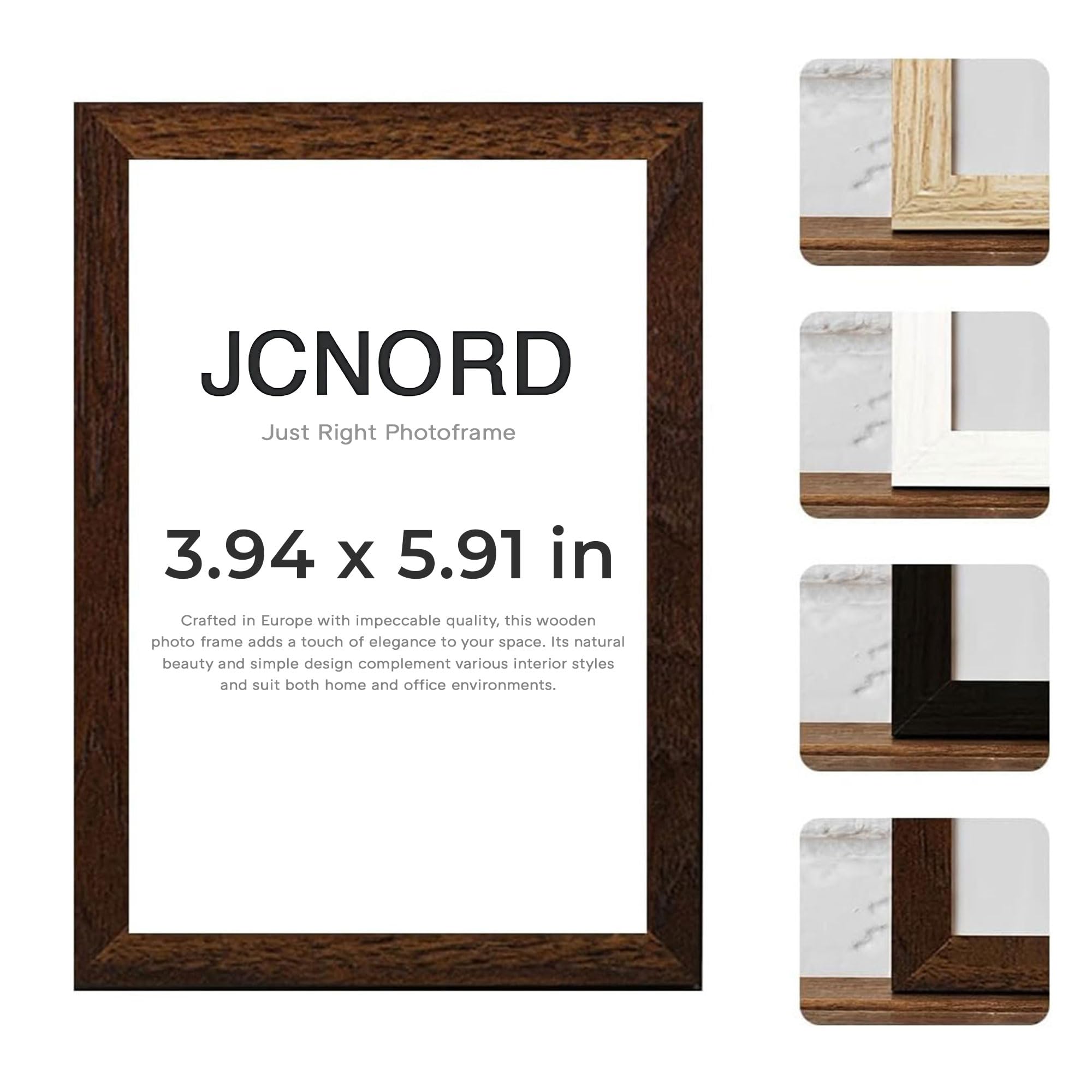 JCNORD MDF Walnut Wooden Picture Frame 6x4 inches (10x15 cm) with Shatterproof Acrylic Glass | Modern Photo Frame for Walls and Tables