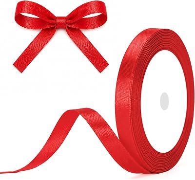 G2PLUS Red Stain Ribbon 10mm 22m Gift Wrap Ribbon for Crafting