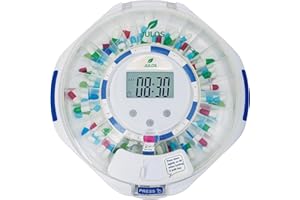 JULOS 28-Day Automatic Pill Dispenser with Alarm for Chronic & Alzheimer’s Care, Locked Medication Organizer w/Easy-Read LCD 