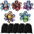 CiaraQ Polyhedral Dice Set (35 Pieces) with Black Pouches, 5 Complete Double-Colors Dice Sets of D4 D6 D8 D10 D% D12 D20 Comp