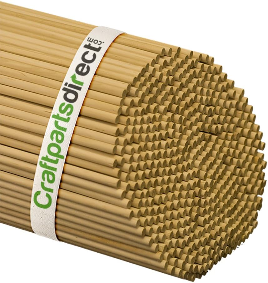 1/4 Inch x 48 Inch Wooden Dowel Rods - Unfinished Hardwood Dowels for Crafts & Woodworking - by Craftparts Direct - Bag of 5