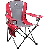 ALPHA CAMP Oversized Camping Folding Chair Heavy Duty Steel Frame Support 350 LBS Collapsible Padded Arm Chair with Cup Holde