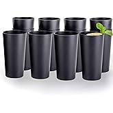 MIYOPESI 26oz Stackable Plastic Water Tumblers (Set of 12), Shatter-Proof Plastic Cups, Reusable Plastic Drinking Glasses, BPA-Free, Dishwasher-Safe, Heat-Resistant, Microwave-Safe (Black)