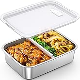 1.3L Replaceable Inner Container for Self Heating Lunch Box, Stainless Steel Meal Container with Leak-Proof Lid and Removable Tray Divider