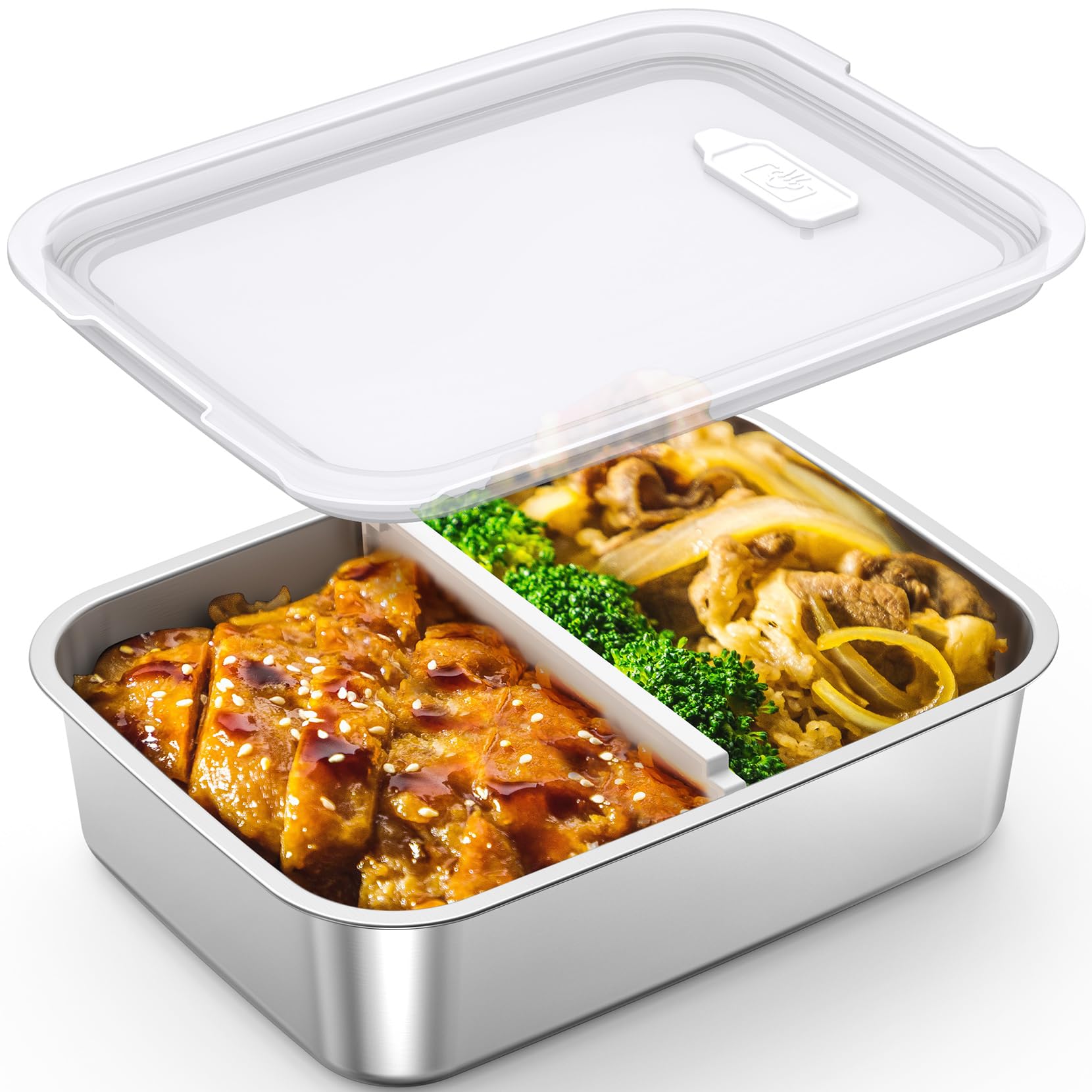 Photo 1 of 1.3L Replaceable Inner Container for Self Heating Lunch Box, Stainless Steel Meal Container with Leak-Proof Lid and Removable Tray Divider