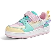 LUCKY STEP Girl's Glitter Sneakers Slip On Hook and Loops Athletic Sparkly Beads Casual Tennis School Party Cute Running Shoes for Children/Girls/Kids