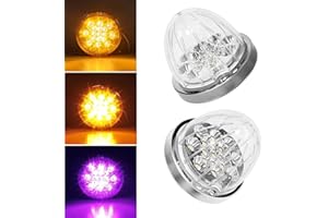 JZYZQBX 2PCS Dual Revolution Amber Turn Signal and Marker to Purple Auxiliary 17 LED Watermelon Lights, Clear Lens & Stainless Steel Bezel Marker Light for Freightliner Kenworth Peterbilt Trailer Heavy Truck