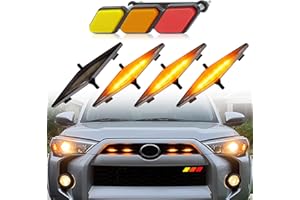 BreTrewri 4pcs Amber Led Grill Lights for 2014-2019 Toyota 4runner TRD Pro SR5 Off-Road Limited Grille Grills Light, Raptor Lights for 4Runner TRD Pro 2020-2024 only 1pc 4runner Grills Emblems