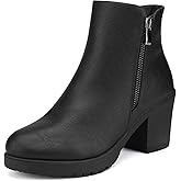DREAM PAIRS Women's Ankle Boots Chunky Heel Platform Fall Heeled Short Booties Shoes