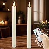 SEHNSY Ivory Flameless Taper Candles with Remote and Timer, 10.1" Battery Operated Candle with Flickering Flame, Led Flameless Candlesticks for Christmas, Weddings, and Indoor Decor, 2 Pack