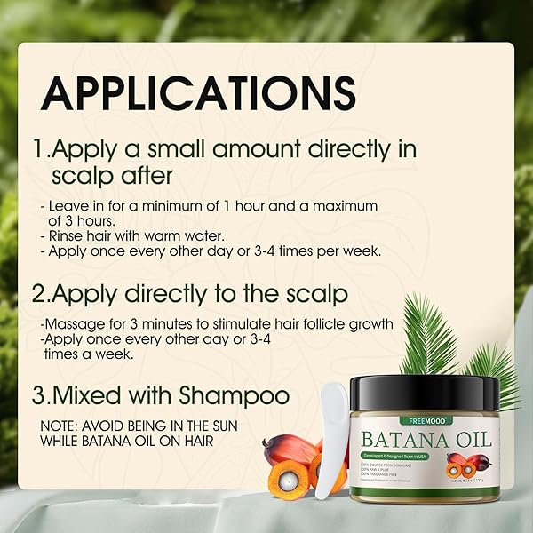 RAW BATANA OIL FOR HAIR GROWTH, 100% NATURAL & PURE, DR. SEBI BATANA OIL RAW FROM HONDURAS UNREFINED AND ORGANIC, CARE FOR HAIR THICKNESS, SCALP & SKIN, WITH SMALL SCOOP, 4.23 OZ / 120G