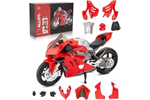 BDTCTK 1:12 Ducati Take Apart Motorcycle Toy for Kids Boy Girl and Adult, Assembly Toy Model Car, Building Motorbike Toy Developmental Kids Toy Car, Gift Red.