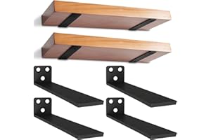 8 inch Floating Shelf Brackets, 4 Pack Heavy Duty L Shelves Brackets - Concealed Blind Shelf Support, Premium Solid Steel She