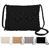 Peicees Crossbody Bag Purse For Women Bohemian Shoulder Bag Woven Crochet Purse For Summer Beach Travel Clutch Handbag