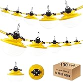 JC-LGL 100FT Construction String Light 130W 16000Lm, 5000K Industrial Grade LED String Work lights, IP65 Waterproof Temporary Lighting for Construction Sites, Renovation, Mine Cave, Job Site, Walkways