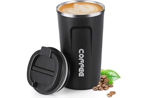 17oz (510ml) Vacuum Insulated Travel Mug, Smilatte Leakproof Double Wall Stainless Steel Reusable Coffee Cup with Lid for Hot