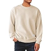 Dokotoo Men Men's Crewneck Sweatshirts Soild Color Geometric Texture Long Sleeve Casual Pullover Shirt