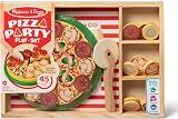 Melissa & Doug Wooden Pizza Kitchen Role Play Set 6 slices 50 toppings view 3