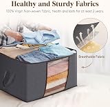 Lifewit 95L Clothes Storage Bags, Large Box with Lid, 3 Pack, Grey view 3