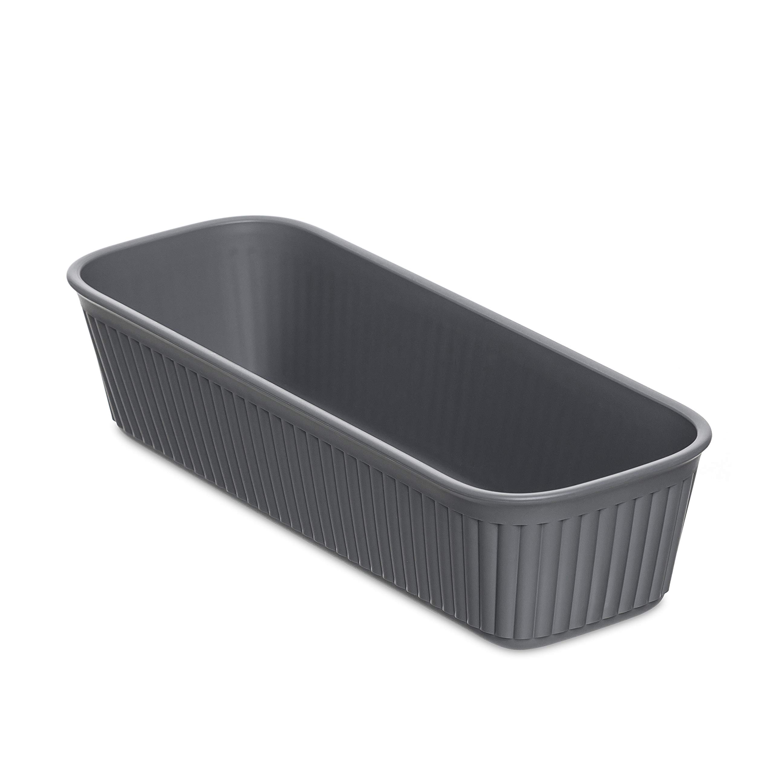 TATAY Plastic Storage Basket Slim Baobab | Drawer Organiser | Elegant Functional Design | Home & Office Organisation | Recycled BPA-Free Plastic | 9x24x5.6 cm, Grey
