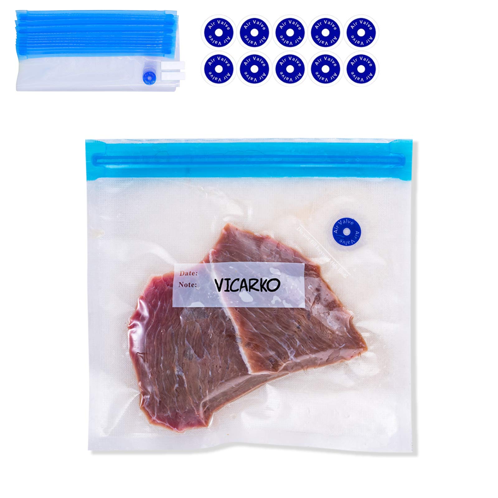 VICARKO 30 Vacuum Zipper Bags, Vacuum Sealer Bags, Food Storage, Reusable Bags, with Double Layers, BPA Free, 2.9L, 11.0 x 10.5