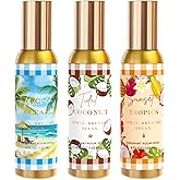 Room Spray, Tidal Coconut, Woven Ocean, Sunset Tropics, 3 Pack, Each 4 fl oz, Air Freshener for Home, Long-Lasting Odor Eliminator for Bathroom and Office