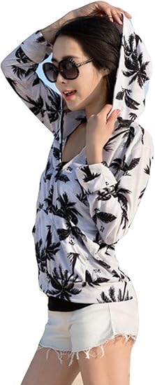 Amazon Armoire De Rosetta ニット カーディガン 韓国 通販 レディース 体型カバー パーカー ラッシュガード 羽織る 水着 プール 海 やしの木 エレガント おしゃれ カジュアル フリー フリー ホワイト トレーナー パーカー 通販