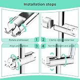 Alyvisun Chrome Shower Head Holder with 2 Hooks 20.5-23.5mm Adjustable view 7