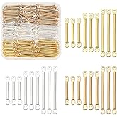 PH PandaHall 900pcs Bar Link Connectors 3 Sizes Bar Charm Connector Earring Connectors Link 2 Hole Stick Strip Golden Bar Jewelry Connector for Jewelry Making Bracelet Necklace Earring 15/20/25mm