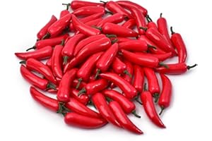 Hagao Fake Pepper, Millet Pepper Simulation Lifelike Hot Chili for Home Kitchen Party Pub Decoration Cabinet Ornament 50 pcs Red