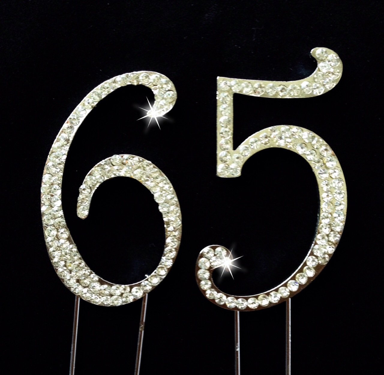 65th Birthday / Wedding Anniversary Number Cake Topper with Sparkling
