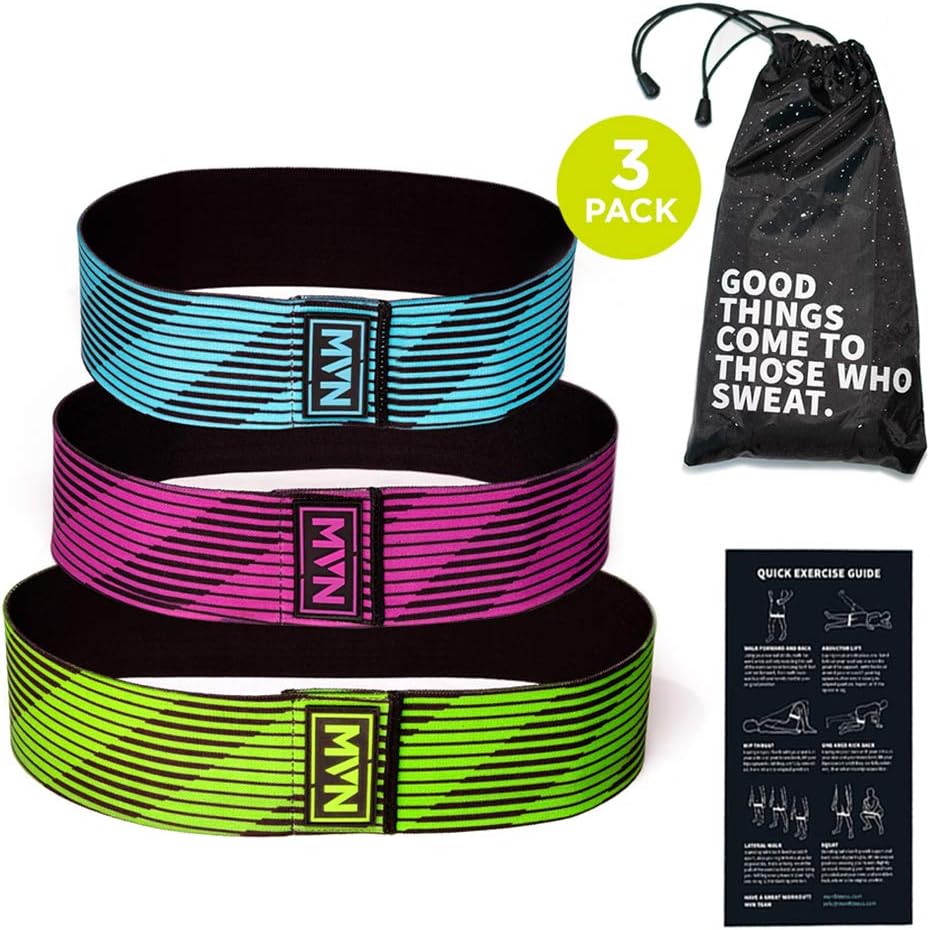 MVN Hip Bands - Exercise Resistance Bands for Legs and Butt Workouts, Non Slip Design