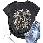 Wildflower Shirt Women Floral Boho Daisy Nature Butterfly Printed Graphic Tees Tops Garden Botanical Flowers Lover T Shirts