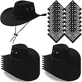 Coume 30 Pieces Western Cowboy Hat Costume Accessories Paisley Bandanna Set Cowgirl Hats Bulk for Adult Women Men Dress Party