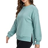 AURUZA Crewneck Sweatshirt for Women Long Sleeve Sweatshirt Drop slit sweatshirt