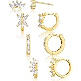 Gold Green Heart Earrings stack for Women, 14k Gold Dainty CZ Stud Hoop Huggie Earring Sets For Multiple Piercing, Stackable Hypoallergenic Trendy Emerald Drop Earrings for Women Daily Jewelry Wear