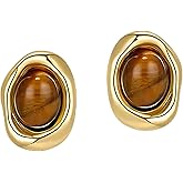 StyleJella Gold Sliver Plated Chunky Knot Geometric Drop Dangle Twisted Link Stud Earrings for Women Trendy Circle Jewelry