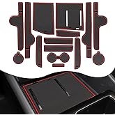 2025 2024 Sonata Door Slot Mats Console Liners for 2024 2025 Hyundai Sonata Accessories Center Console Liner Inserts for 2024 Hyundai Sonata Door Slot Mats Non-Slip Anti-dust Rubber Mats Red 15Pcs/Set