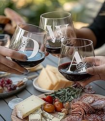 Physkoa Initial Wine Glass Stemless-【Etched